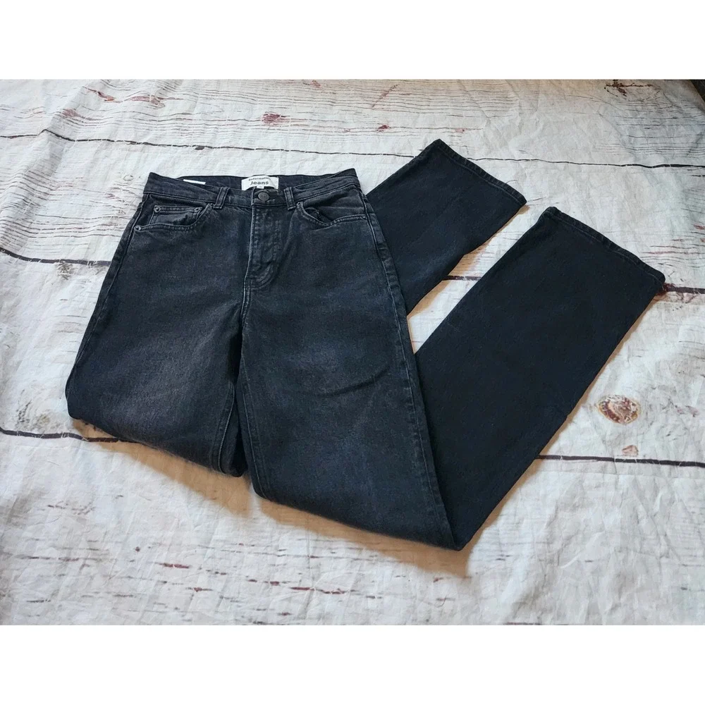 Reformation Peyton High Rise Bootcut Jeans Washed Black Organic Cotton Size 25